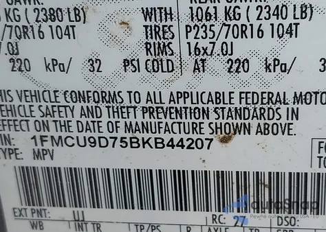 2011 Ford Escape Xlt from USA, damaged, VIN 1FMCU9D75BKB44207